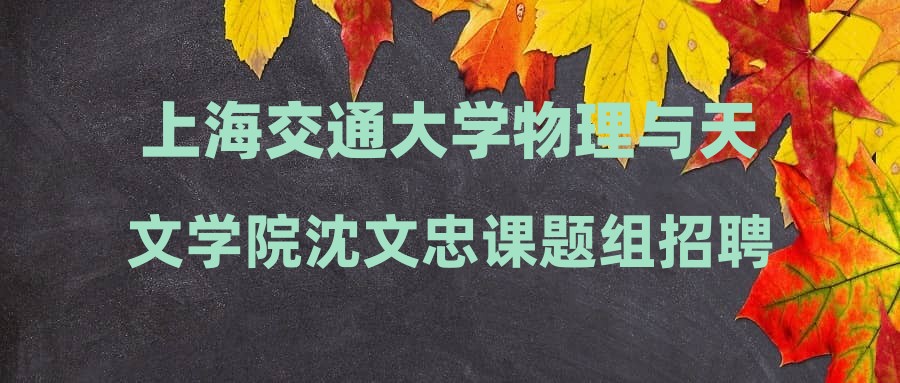 上海交通大学物理与天文学院沈文忠课题组招聘专职科研人员